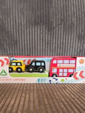 Wooden London Vehicles Set - Red, Yellow, Black